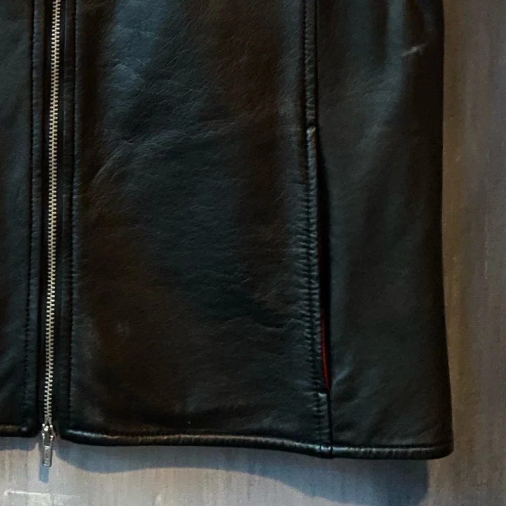 Pendleton Black Leather Vest with Red Fleece Lining Sz Small Mint Condition - Picture 6 of 10